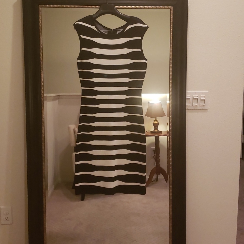 Calvin Klein Black & White Stripped Dress